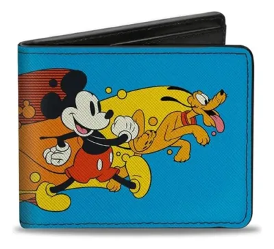 Cartera Mickey Mouse Y Pluto Disney Azul Diseño De La Tela Mickey Pluto