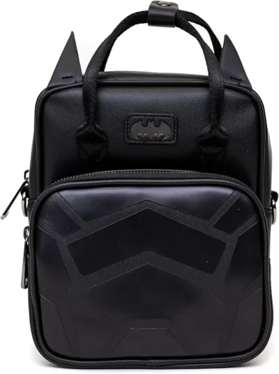 Bolsa Crossbody DC Comics Batman Textura Armadura en Relieve Negro Piel Vegana
