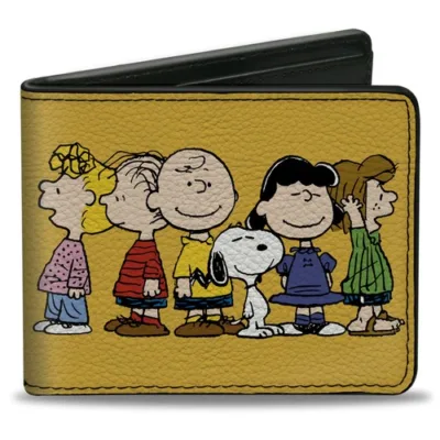 Cartera Peanuts Pandilla Primer Plano Pose Grupal Dorado Amarillo