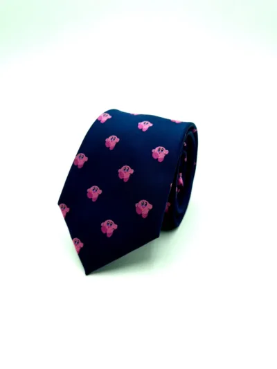 Corbata Kirby Nintendo Rosa Azul Marino
